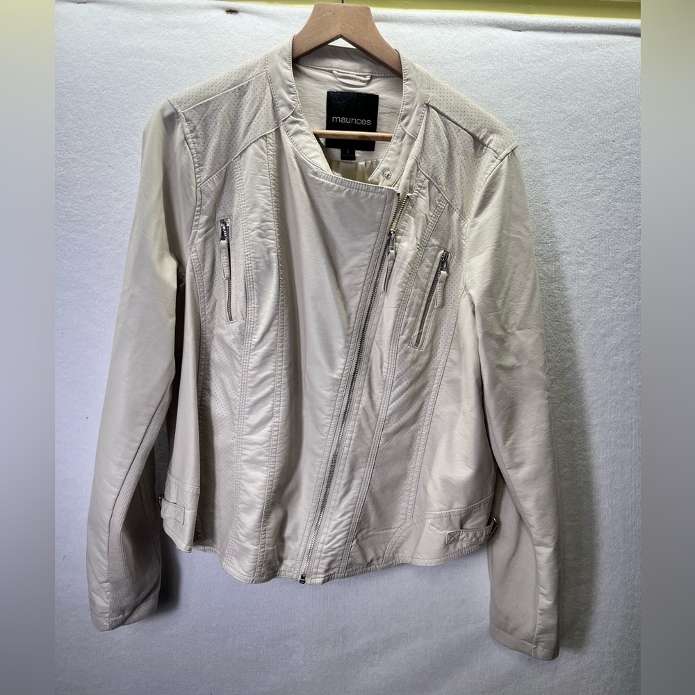 Maurices Tan Moto Jacket Coat Womens 1 Plus Size Casual Cool Hip Comfy Soft 2422